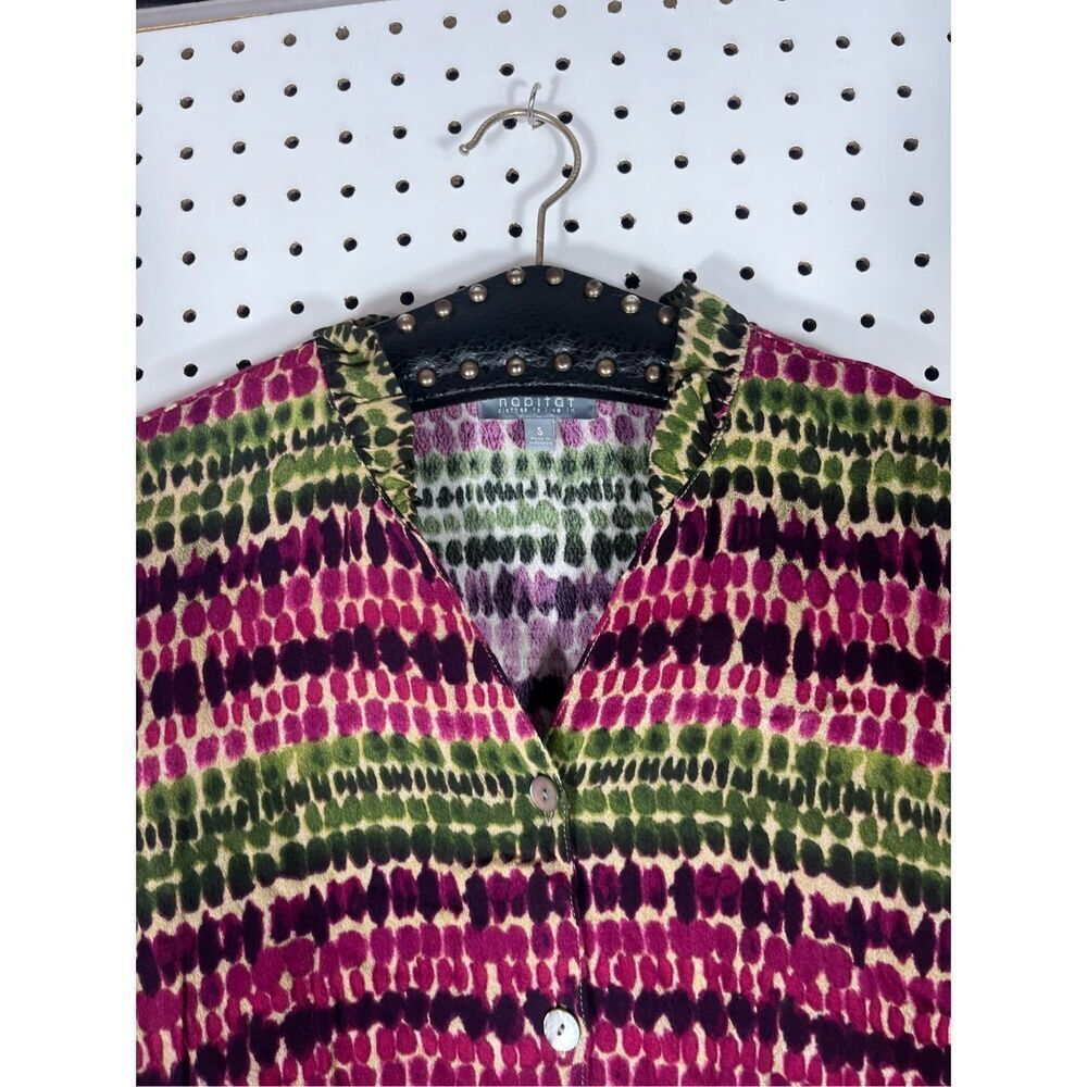 Habitat Button Down Multi Color Ported Blouse Siz… - image 4